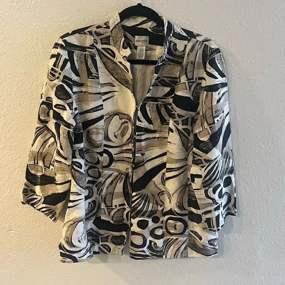 Chicos linen and silk printed jacket